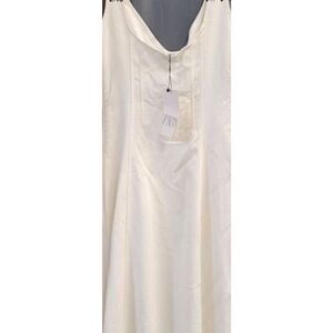 Zara Women’s White Cotton Sleeveless Maxi Side Zipper U Neckline Size XS $ 49.90